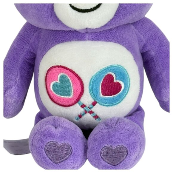 Winking Care Bears Share Bear Plush 10” Purple Lollipops Stuffed Animal Toy - Picture 3 of 8